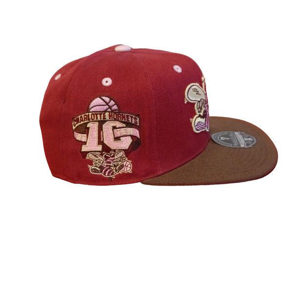 Mitchell & Ness Maroon Brown HWC Charlotte Hornets NBA Dynasty Fitted Mens 7 NWT - Picture 4 of 6